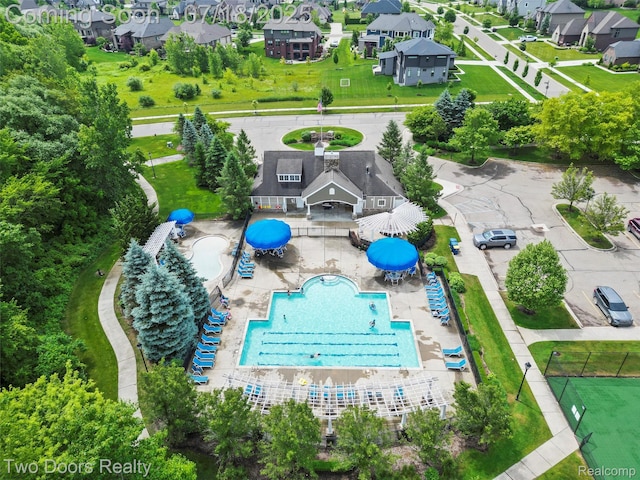 3551 Royal Berkshire Ln, Oakland, MI 48363 - aerial view of a pool area