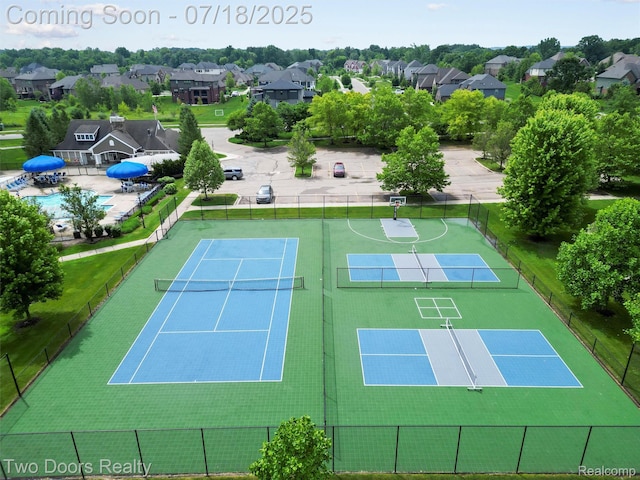 3551 Royal Berkshire Ln, Oakland, MI 48363 - view of tennis court featuring a residential view