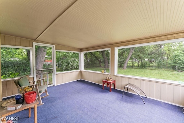 5232 Maple Ave, Swartz Creek, MI 48473 - unfurnished sunroom featuring vaulted ceiling