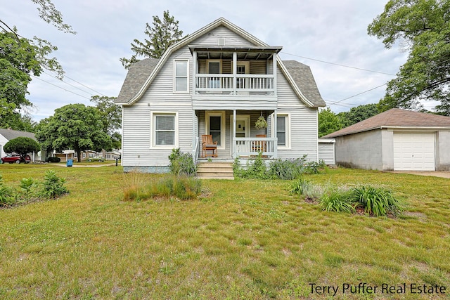 2550 Crozier Ave, Muskegon, MI 49441 - colonial inspired home with covered porch, a balcony, and a front lawn