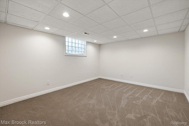 855 Wallace St, Birmingham, MI 48009 - carpeted empty room featuring recessed lighting and a drop ceiling