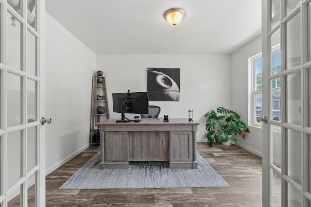 25596 Forest Ln, Mattawan, MI 49071 - office featuring french doors and dark wood-type flooring