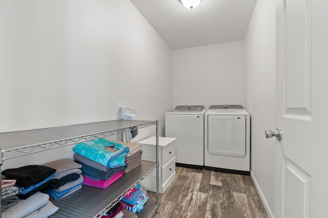 25596 Forest Ln, Mattawan, MI 49071 - laundry room with washer and clothes dryer and wood finished floors