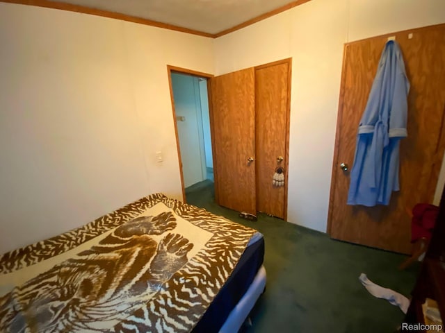 5424 Hughes Rd, Lansing, MI 48911 - carpeted bedroom with a closet and crown molding