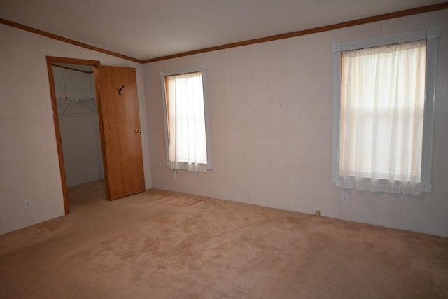 4105 Sawgrass Trl, Muskegon, MI 49442 - unfurnished bedroom featuring carpet floors, ornamental molding, a closet, and a walk in closet