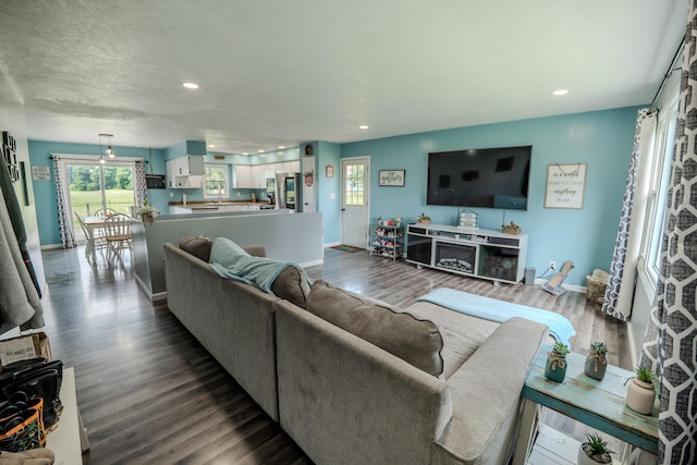 68026 Union Rd S, Union, MI 49130 - living area with healthy amount of natural light, recessed lighting, and dark wood-style floors