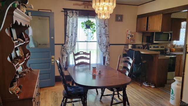 511 E Main St, Morenci, MI 49256 - dining area with a chandelier and light wood-style flooring
