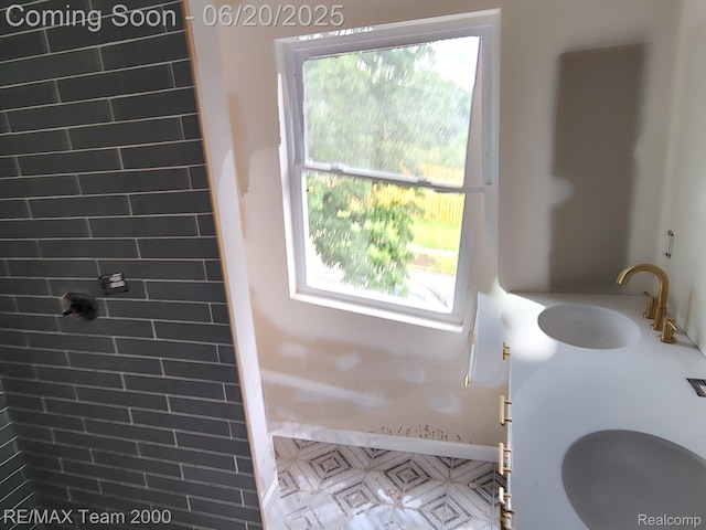 2492 Townsend St, Detroit, MI 48214 - bathroom with healthy amount of natural light and double vanity