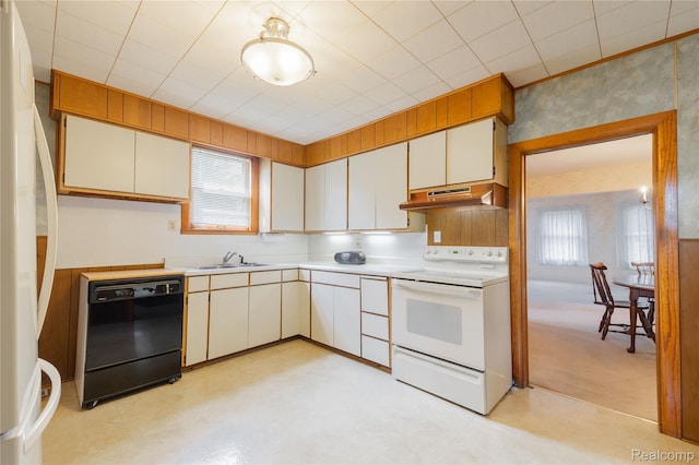 29463 Sibley Rd, Romulus, MI 48174 - kitchen featuring electric range, dishwasher, under cabinet range hood, and plenty of natural light