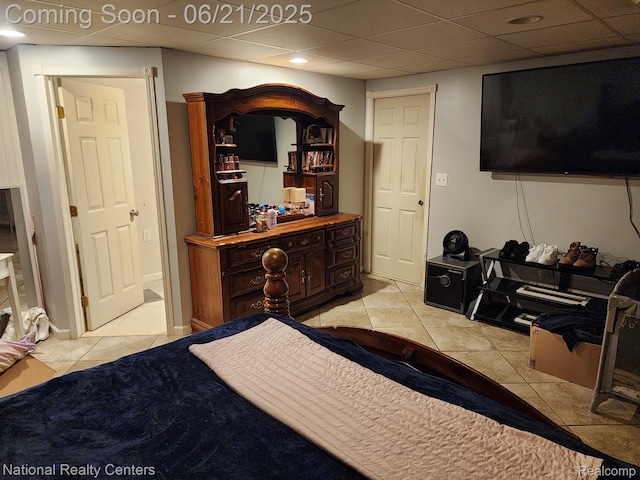 1693 Marion Ave, Lincoln Park, MI 48146 - bedroom with light tile patterned floors and a drop ceiling