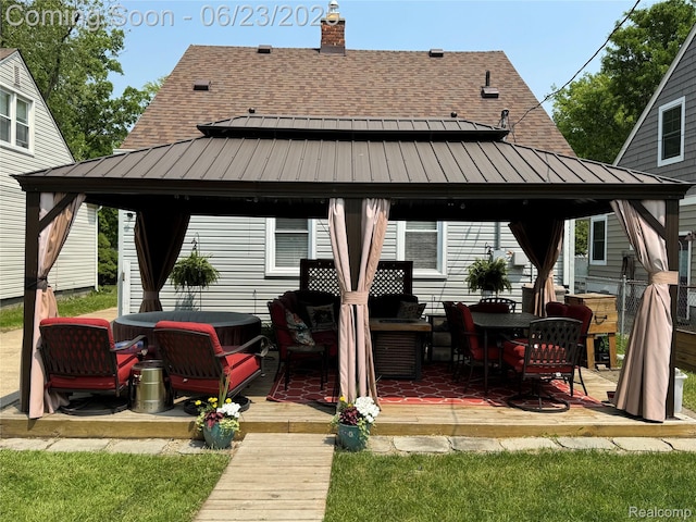 4235 Bacon Ave, Berkley, MI 48072 - back of house featuring a gazebo, a standing seam roof, a shingled roof, and outdoor lounge area