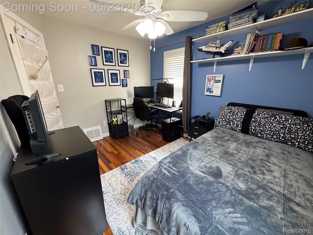 4235 Bacon Ave, Berkley, MI 48072 - bedroom featuring wood finished floors, an office area, and ceiling fan
