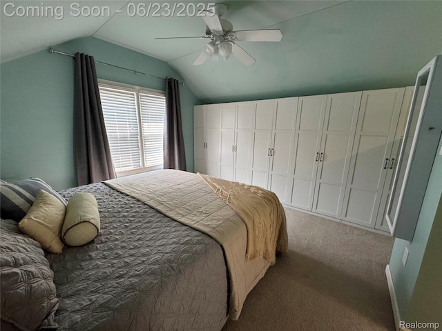 4235 Bacon Ave, Berkley, MI 48072 - bedroom with lofted ceiling, carpet flooring, and ceiling fan