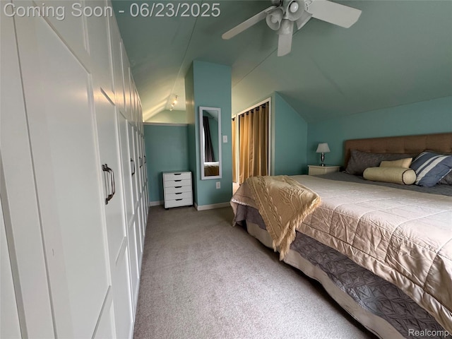 4235 Bacon Ave, Berkley, MI 48072 - carpeted bedroom with vaulted ceiling and ceiling fan