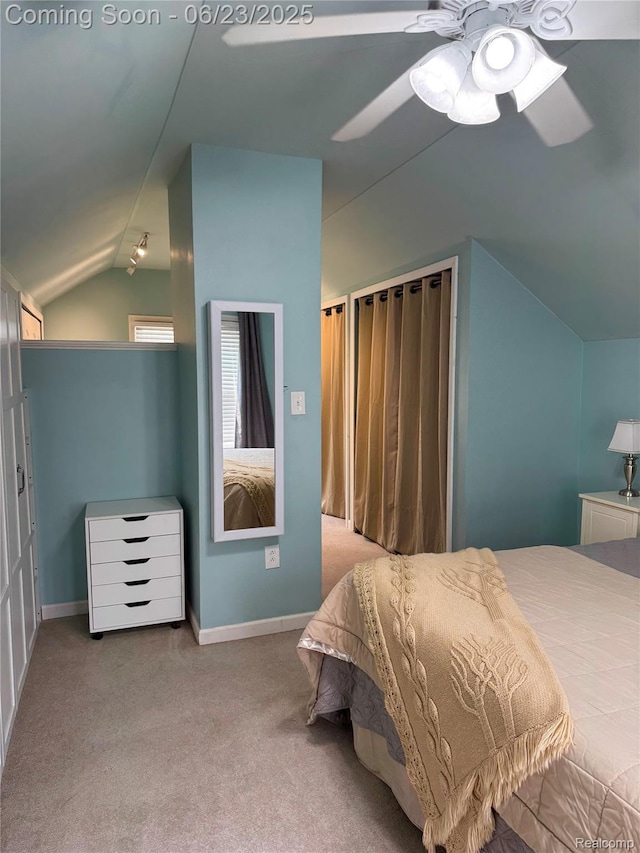 4235 Bacon Ave, Berkley, MI 48072 - bedroom featuring lofted ceiling, carpet, and ceiling fan