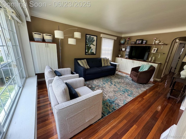 4235 Bacon Ave, Berkley, MI 48072 - living room featuring wood finished floors and arched walkways