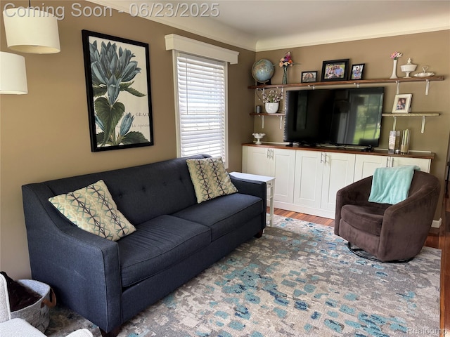 4235 Bacon Ave, Berkley, MI 48072 - living room featuring wood finished floors and ornamental molding