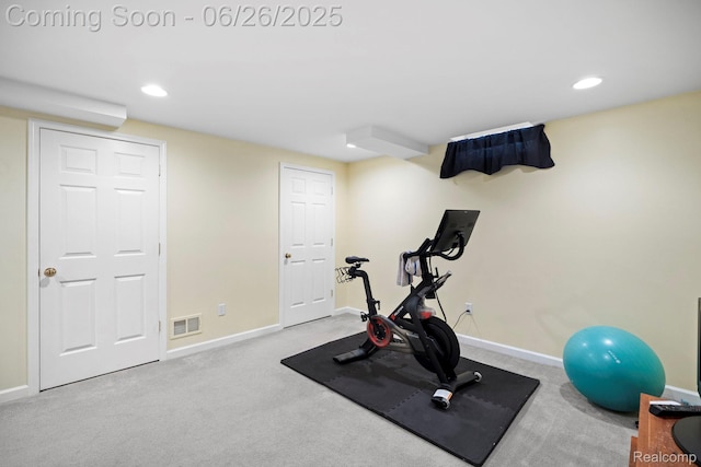 4386 Kelly Circle Dr, Commerce Twp, MI 48390 - exercise room featuring carpet floors and recessed lighting