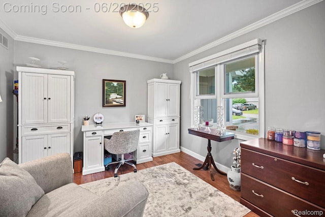 4386 Kelly Circle Dr, Commerce Twp, MI 48390 - office with ornamental molding and dark wood-type flooring