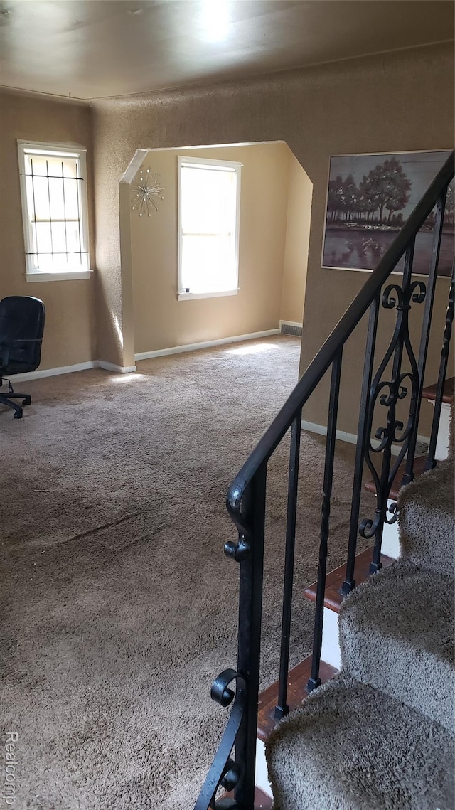 18968 Asbury Park, Detroit, MI 48235 - stairs with healthy amount of natural light and carpet flooring