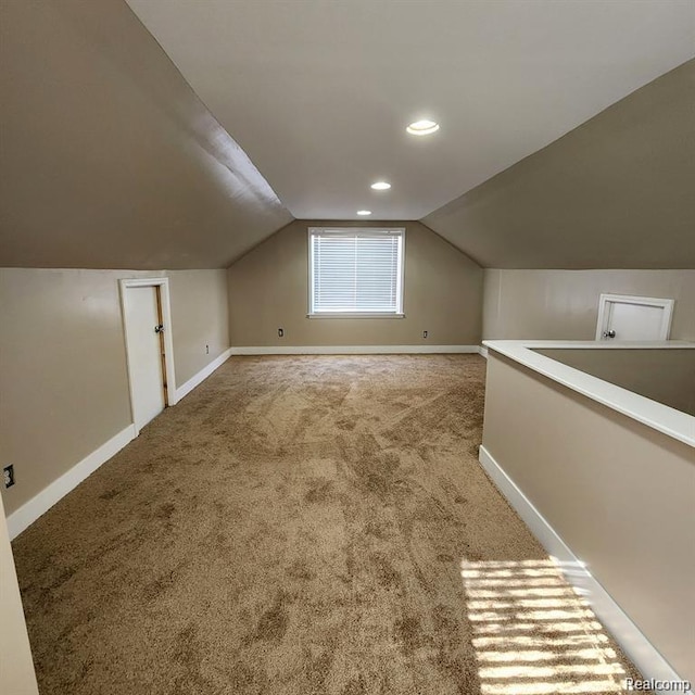 16598 Biltmore St, Detroit, MI 48235 - additional living space featuring carpet, vaulted ceiling, and recessed lighting