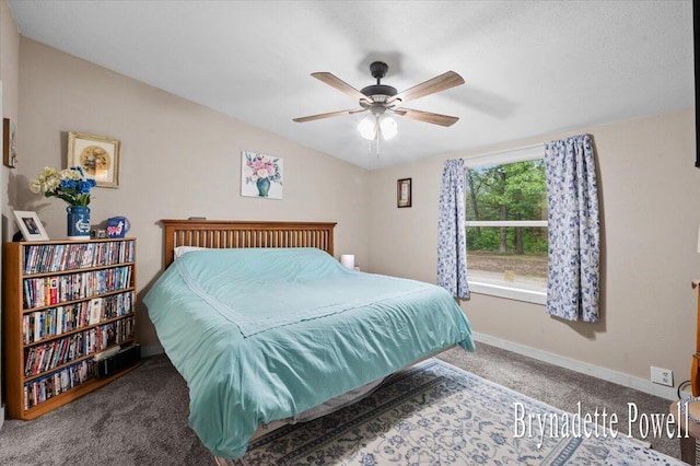 17122 Kent Ave, Morley, MI 49336 - carpeted bedroom with ceiling fan and vaulted ceiling