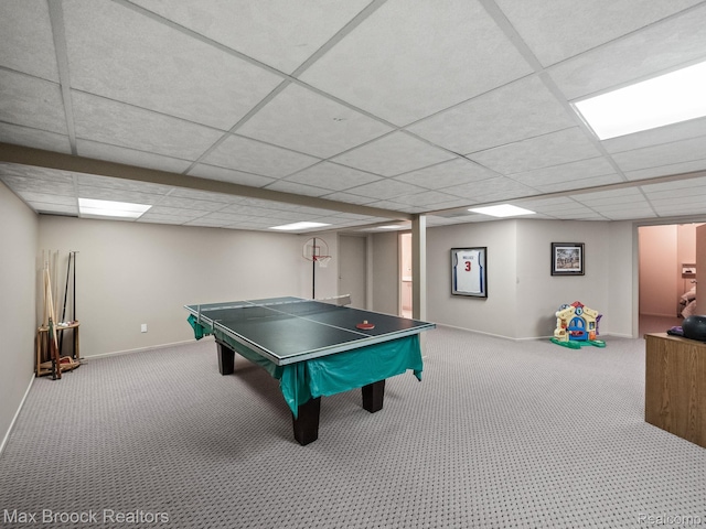 6224 Bromley Ct, West Bloomfield, MI 48322 - recreation room with carpet floors and a drop ceiling