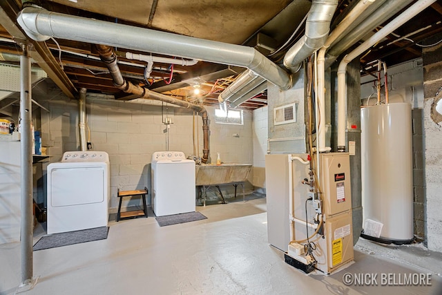 2036 Dawson Ave NE, Grand Rapids, MI 49505 - below grade area with water heater, washer and clothes dryer, and heating unit
