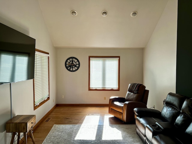 9910 8 Mile Rd, Ceresco, MI 49033 - living area featuring lofted ceiling and wood finished floors