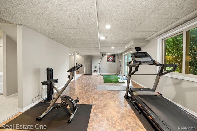 25006 Davenport Ave, Novi, MI 48374 - exercise area featuring recessed lighting and a paneled ceiling