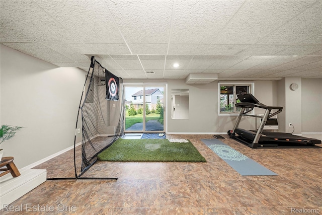 25006 Davenport Ave, Novi, MI 48374 - exercise area featuring plenty of natural light and a paneled ceiling