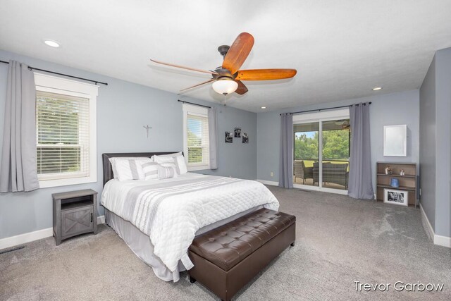 6770 Rivers Edge Ln, Middleville, MI 49333 - bedroom featuring access to outside, multiple windows, carpet, and recessed lighting