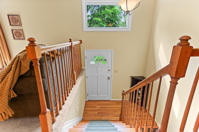 525 Langfield St, Northville, MI 48167 - stairs with plenty of natural light and wood finished floors