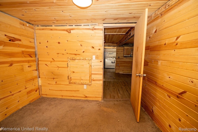 106 Devonshire Dr, Prudenville, MI 48651 - carpeted empty room with wooden walls and wooden ceiling