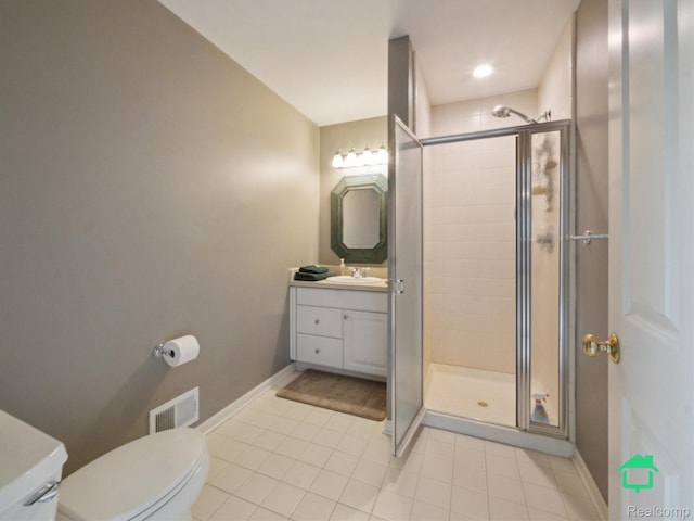 6345 Brookview Dr, Saline, MI 48176 - full bathroom with vanity, a shower stall, and tile patterned flooring