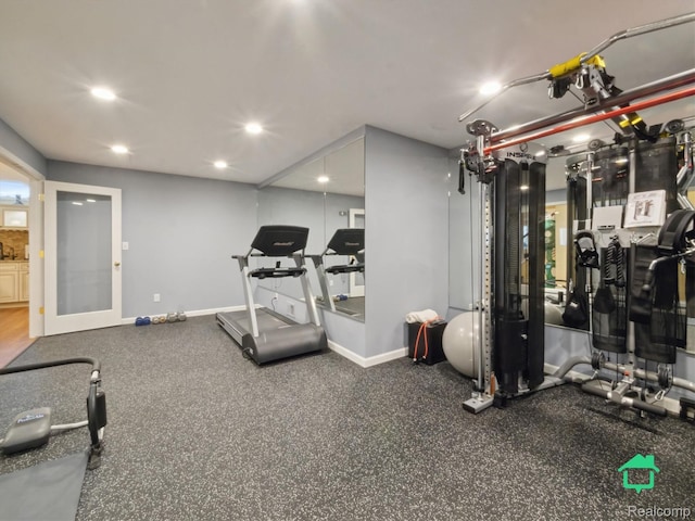 6345 Brookview Dr, Saline, MI 48176 - exercise room featuring recessed lighting and baseboards