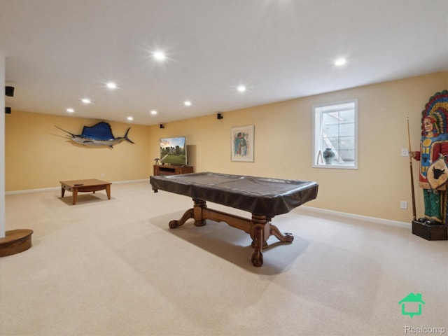 6345 Brookview Dr, Saline, MI 48176 - rec room with recessed lighting, carpet, and billiards table