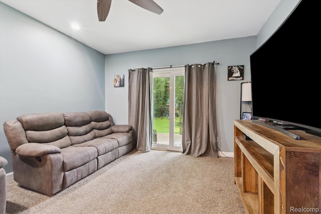 759 Elm St, Allenton, MI 48002 - living area featuring light carpet and a ceiling fan