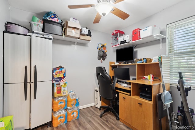 759 Elm St, Allenton, MI 48002 - office area featuring wood finished floors, plenty of natural light, and a ceiling fan
