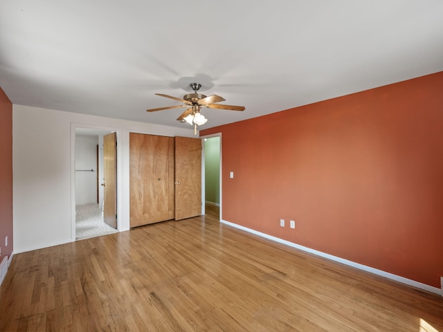 3640 Pall Dr, Warren, MI 48092 - unfurnished bedroom with light wood-style floors and a ceiling fan