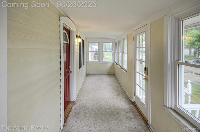 525 Marlin Ave, Royal Oak, MI 48067 - unfurnished sunroom featuring french doors and vaulted ceiling