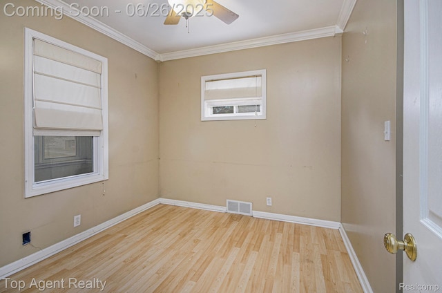 525 Marlin Ave, Royal Oak, MI 48067 - spare room featuring wood finished floors, ceiling fan, and crown molding