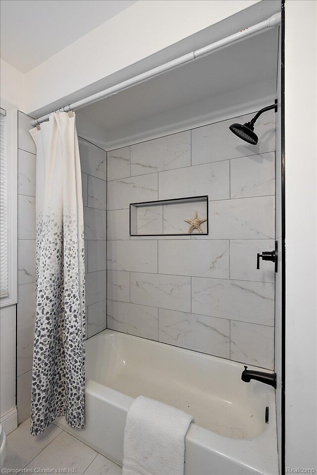 16573 Griggs St, Detroit, MI 48221 - bathroom featuring shower / bath combo and tile patterned flooring
