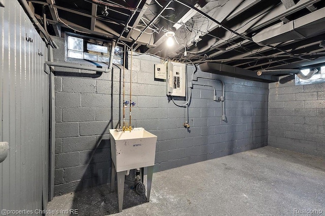 16573 Griggs St, Detroit, MI 48221 - below grade area featuring electric panel and a sink