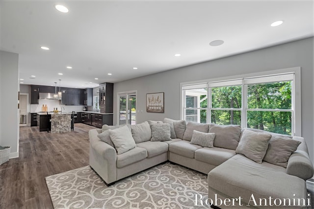 1977 Emerald Glen Ct NE, Ada, MI 49301 - living area featuring recessed lighting and wood finished floors