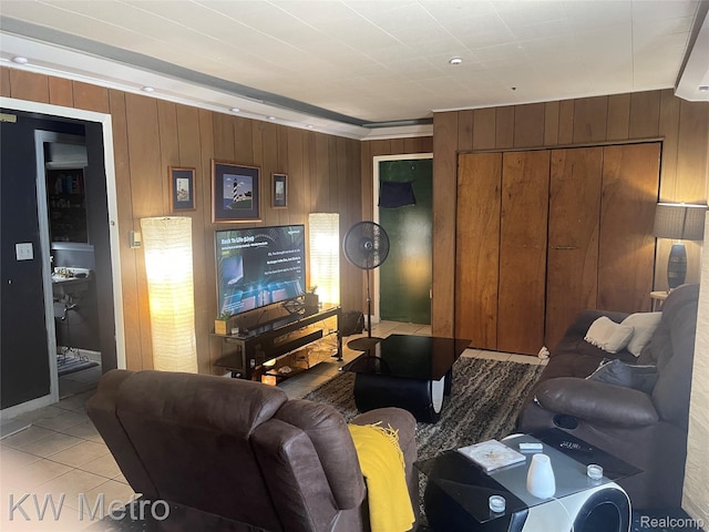 103 N Roselawn St, Pontiac, MI 48342 - living room with light tile patterned floors and wooden walls