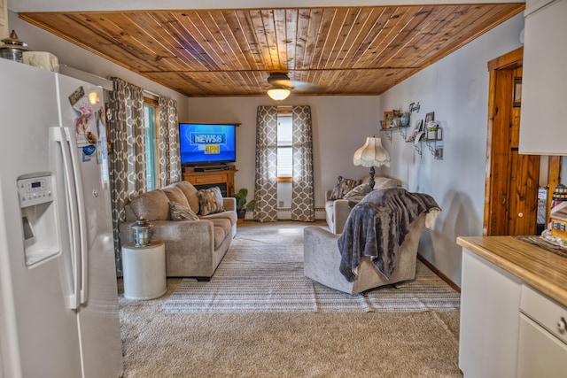 135 Teal Dr, Coldwater, MI 49036 - living area with wooden ceiling, carpet flooring, and crown molding