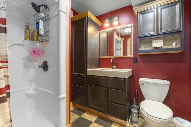 9749 48th Ave, Allendale, MI 49401 - bathroom with vanity, tile patterned floors, and a shower with curtain