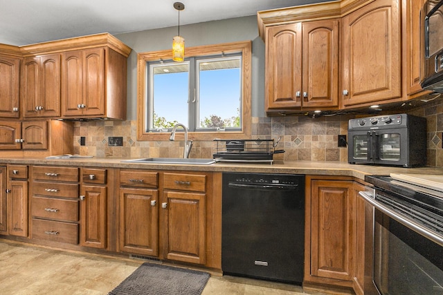 9749 48th Ave, Allendale, MI 49401 - kitchen with dishwasher, brown cabinets, and stainless steel range with electric stovetop