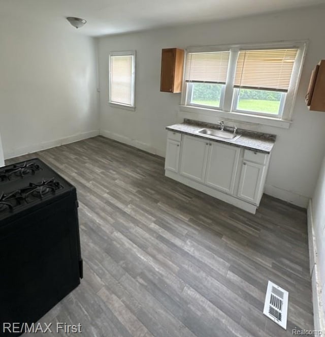 1732 Burlingame St, Detroit, MI 48206 - kitchen featuring black gas stove, wood finished floors, plenty of natural light, and light countertops